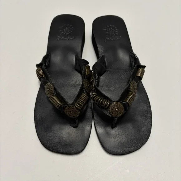 Womens Leather Y2K Boho Thong Sandals 7 Festival Indie Summer Resort Vacation - Picture 2 of 9